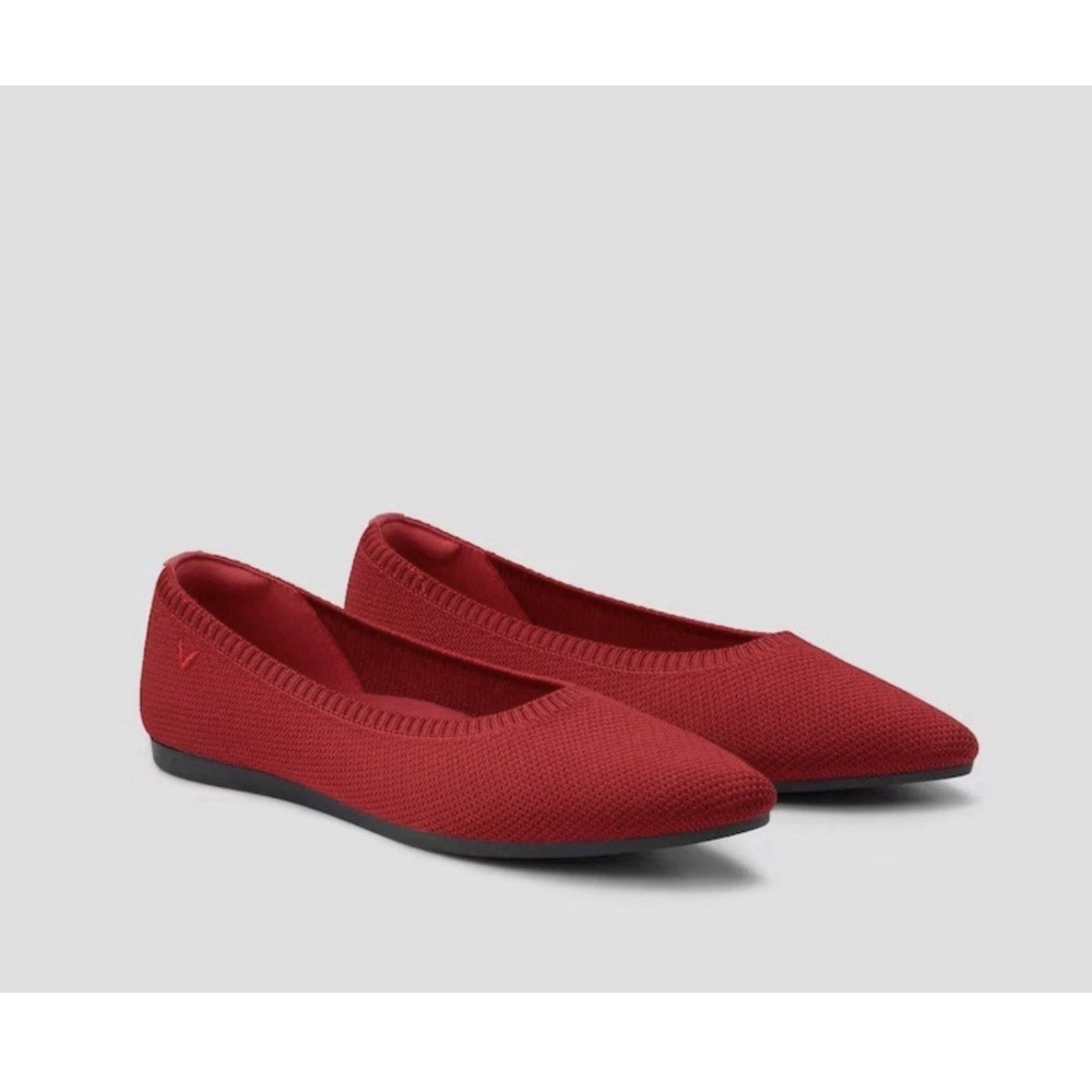 VIVAIA Pointed Toe Knit Flats Red Size 40 Sustainable Breathable Washable Shoes